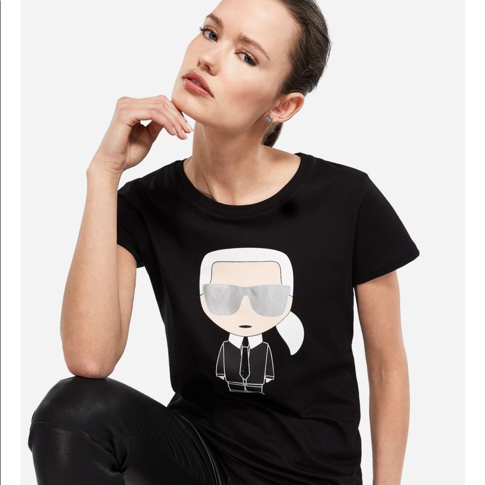 NWT Karl Lagerfield Ikonik Tee in Black
